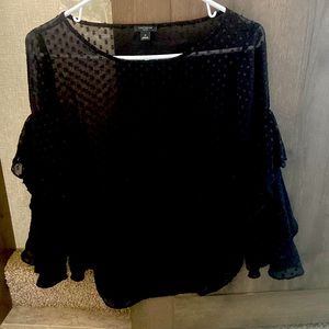 Ann Taylor black ruffle sleeve top